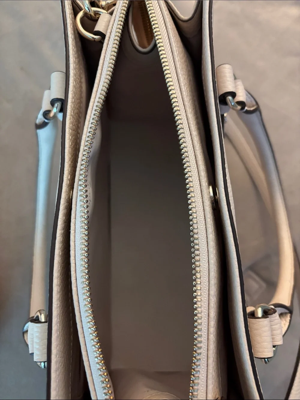 kate spade Pebbled Leather Satchel in Light Beige